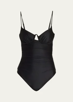 SIMKHAILaine Draped Satin Underwire One-Piece Swimsuit