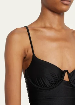 SIMKHAILaine Draped Satin Underwire One-Piece Swimsuit