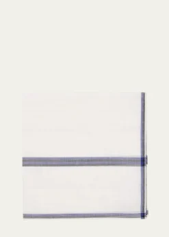 Simonnot GodardMen's Cotton Stripe-Check Pocket Handkerchief