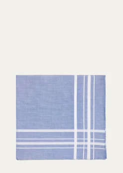 Simonnot GodardMen's Cotton Satin Check Pocket Handkerchief