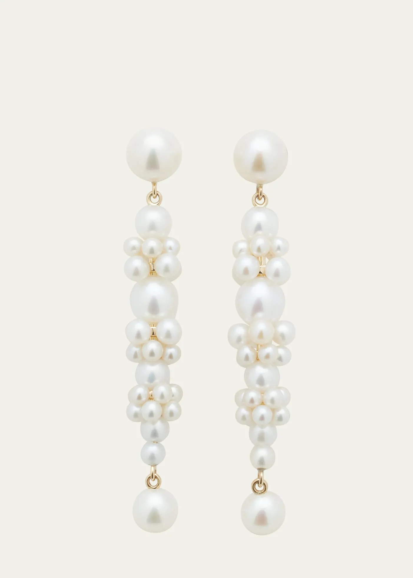 Sophie Bille BraheGrand Escalier de la Reine Pearl Cluster Drop Earrings in 14K Yellow Gold