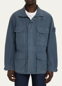 Stone IslandMen's Ghost Linen-Blend Field Jacket