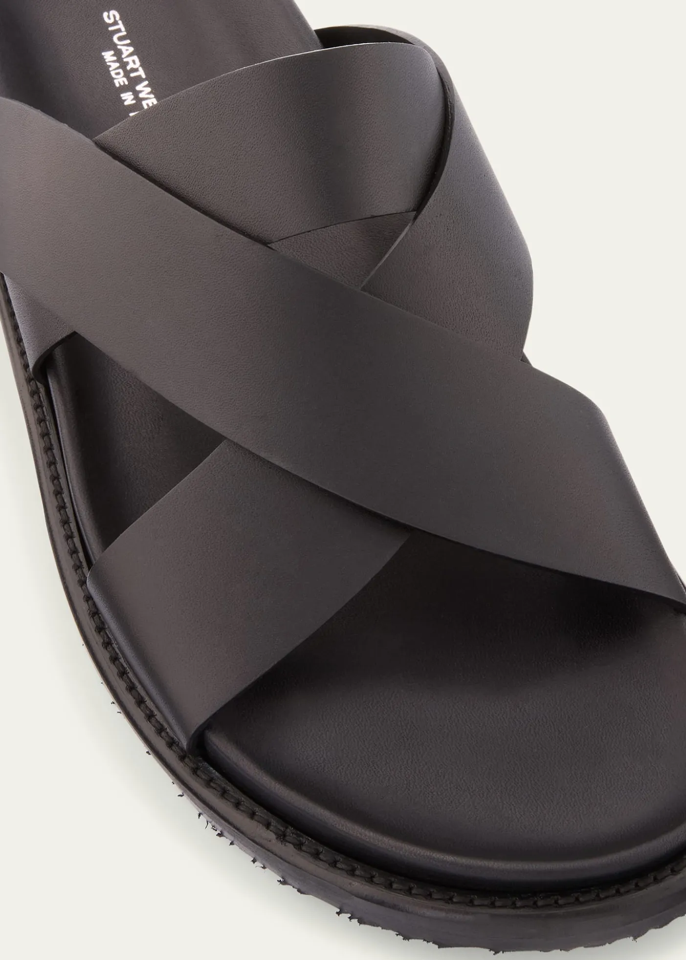 Stuart WeitzmanMen's Berkley Leather Criss-Cross Slide Sandals