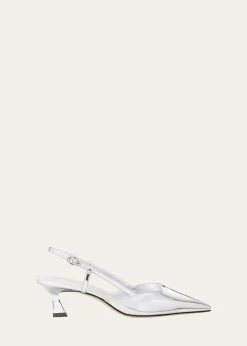 Stuart WeitzmanVinnie Metallic Kitten Slingback Pumps