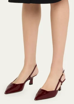 Stuart WeitzmanVinnie Patent Kitten Slingback Pumps