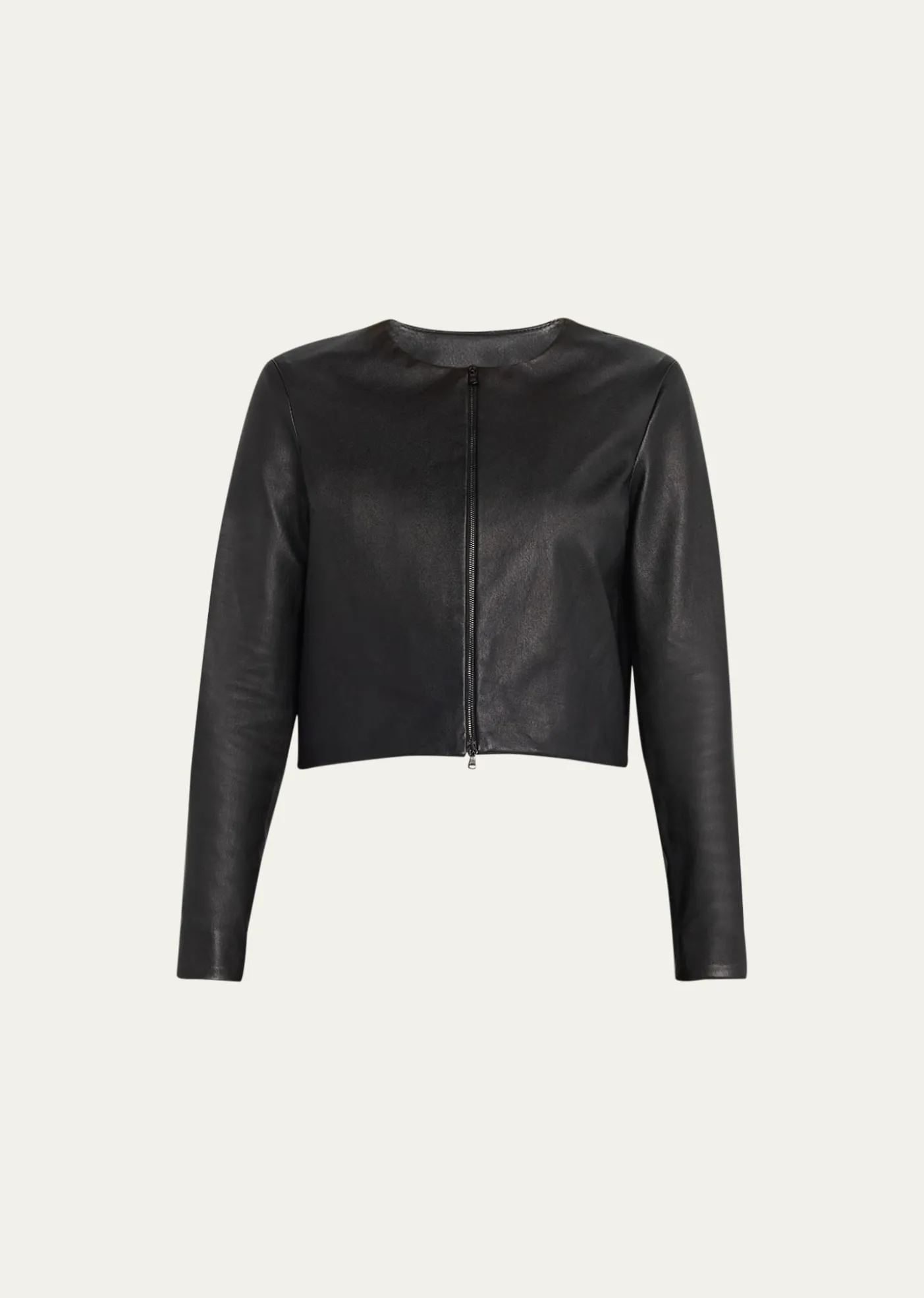 Susan BenderStretch Leather Long-Sleeve Cardigan Jacket