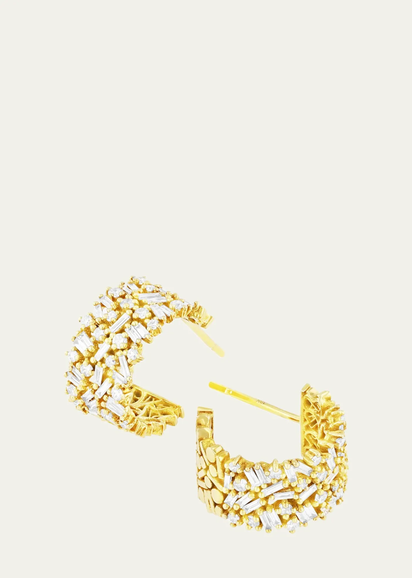 Suzanne Kalan18k White Gold Diamond Huggie Hoop Earrings