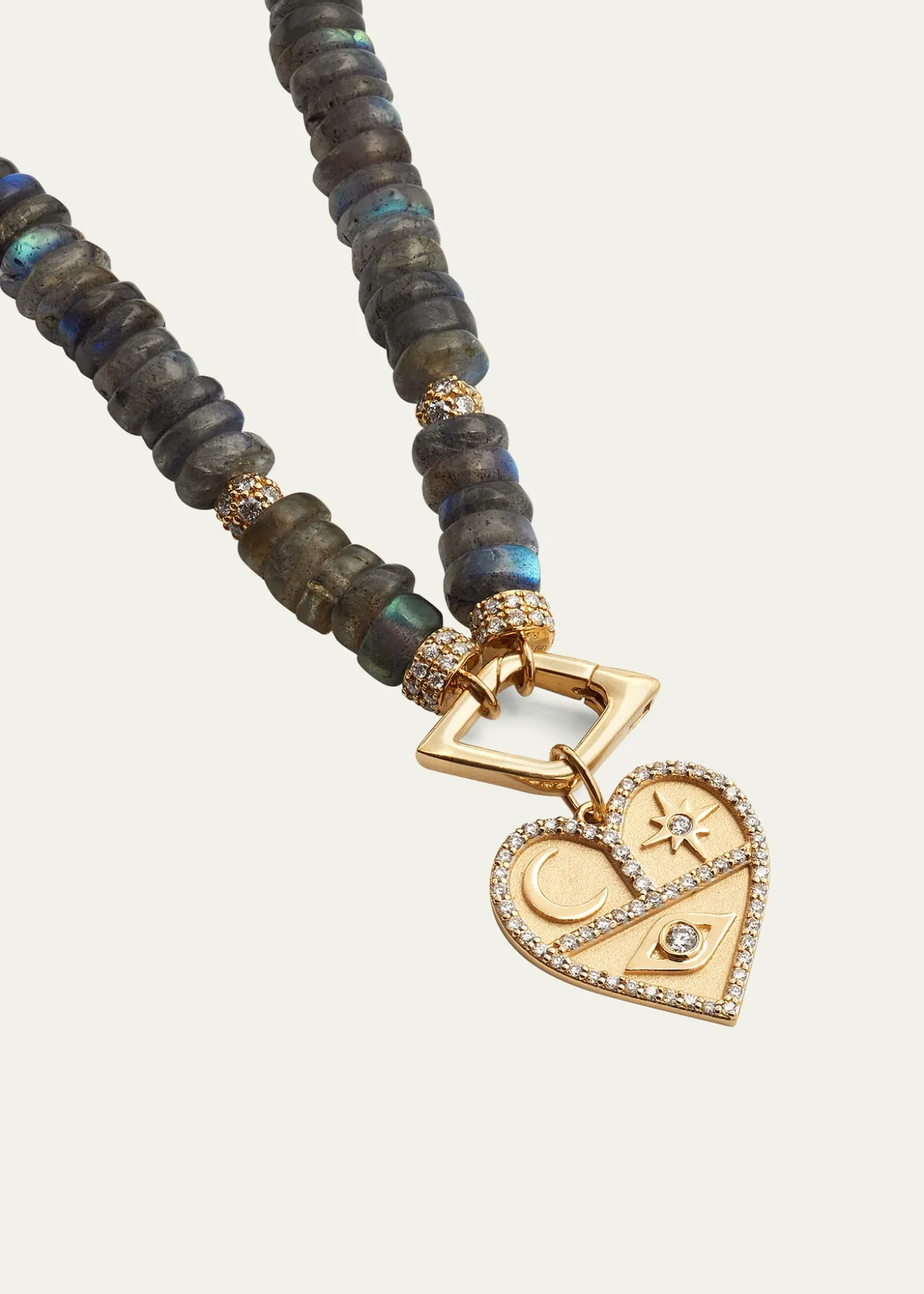 Sydney Evan14K Diamond and Labradorite Necklace with Icon Heart Charm