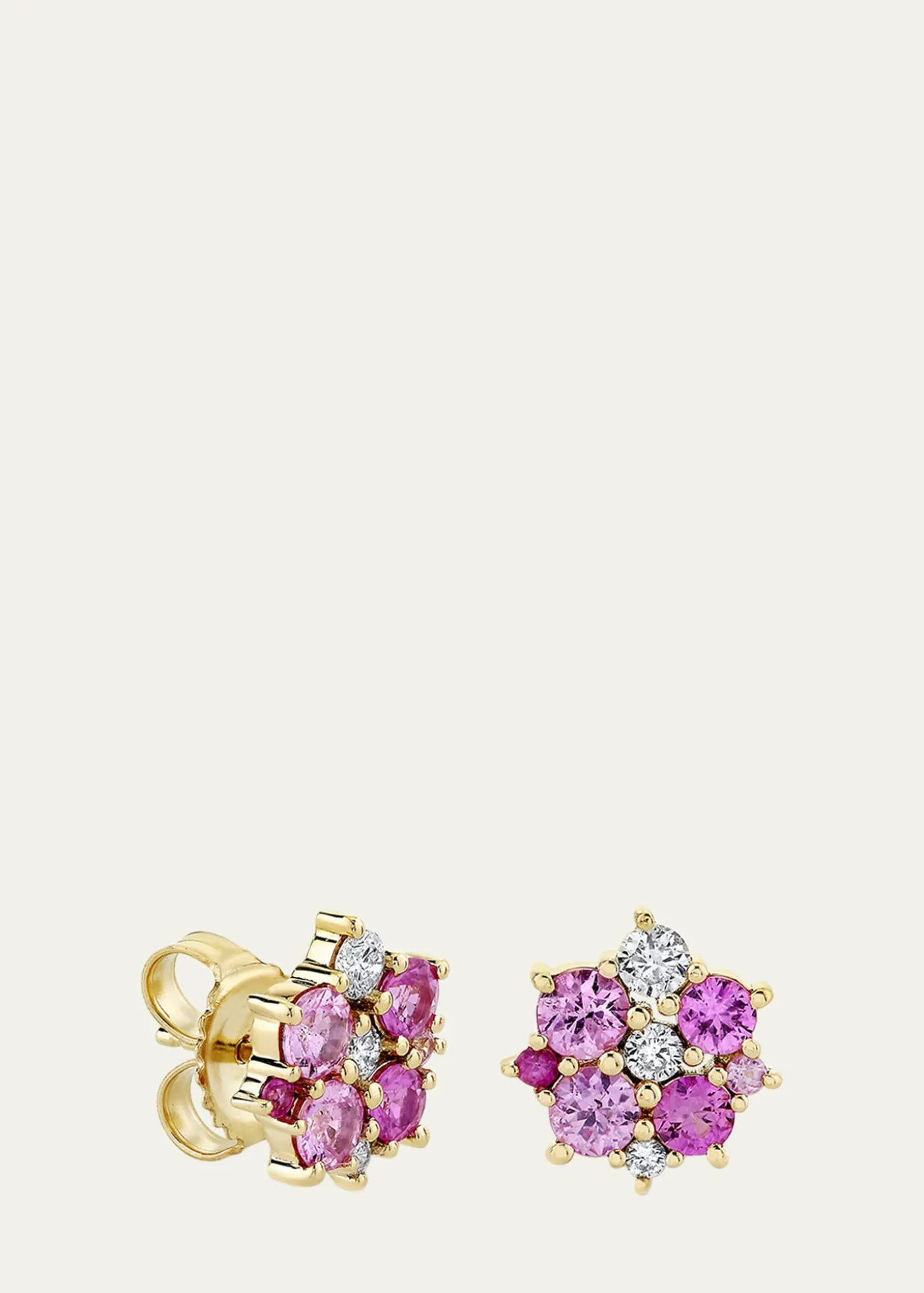Sydney Evan14k Diamond and Pink Sapphire Disc Stud Earrings