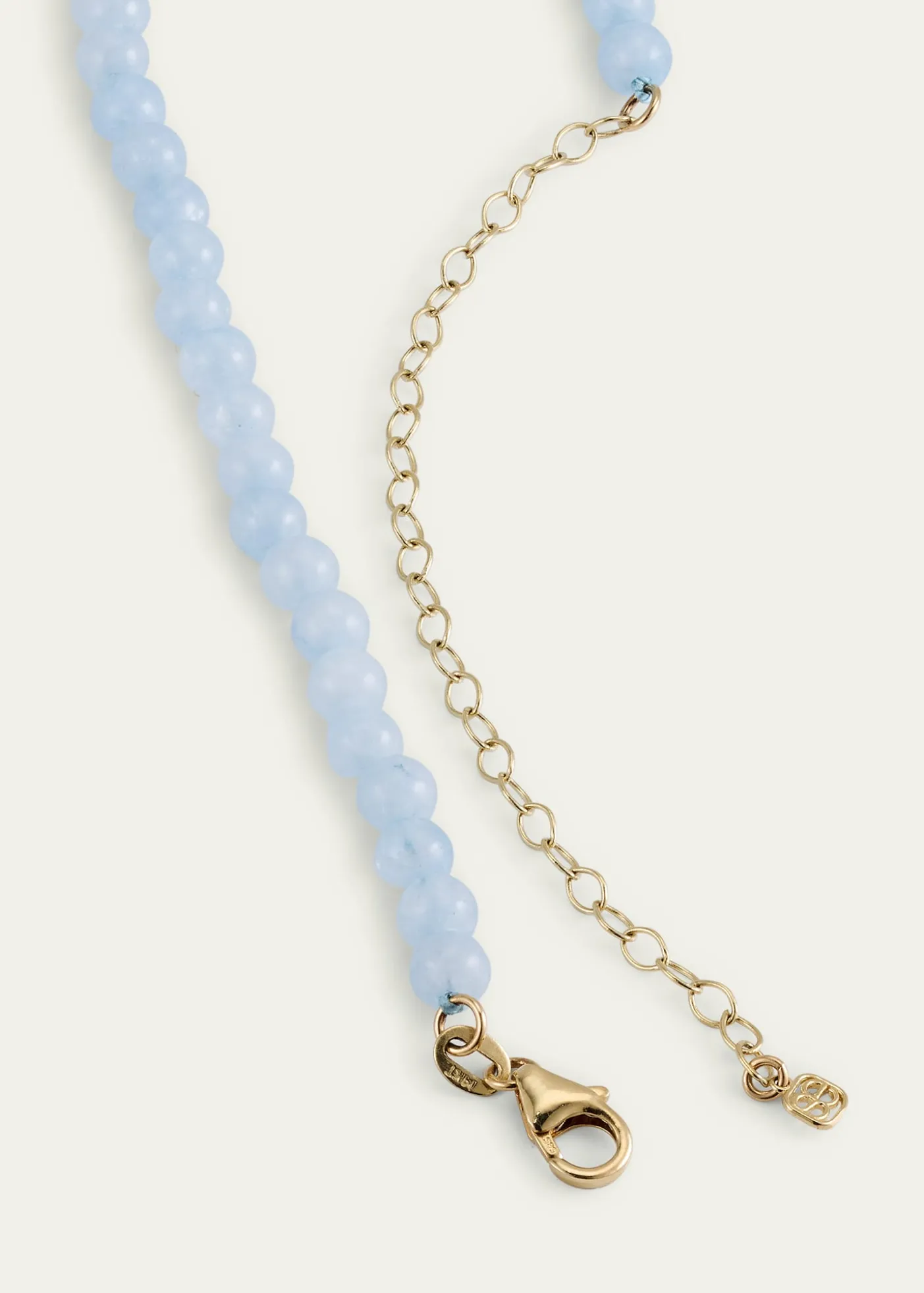 Sydney Evan14K Diamond Bezel Rondelle Choker with Aquamarine Beads