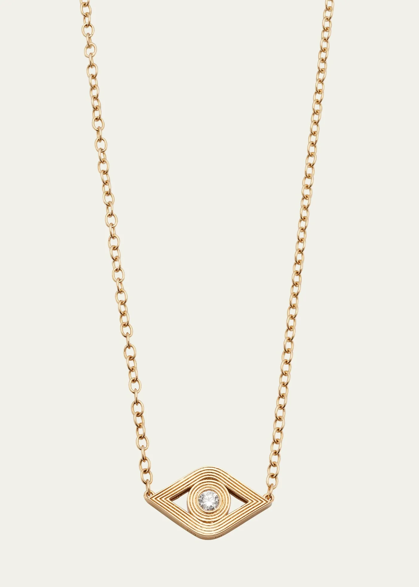 Sydney Evan14K Gold Chain Fluted Evil Eye Diamond Necklace