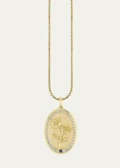 Sydney Evan14K Gold Diamond Birth Flower Charm Necklace, September