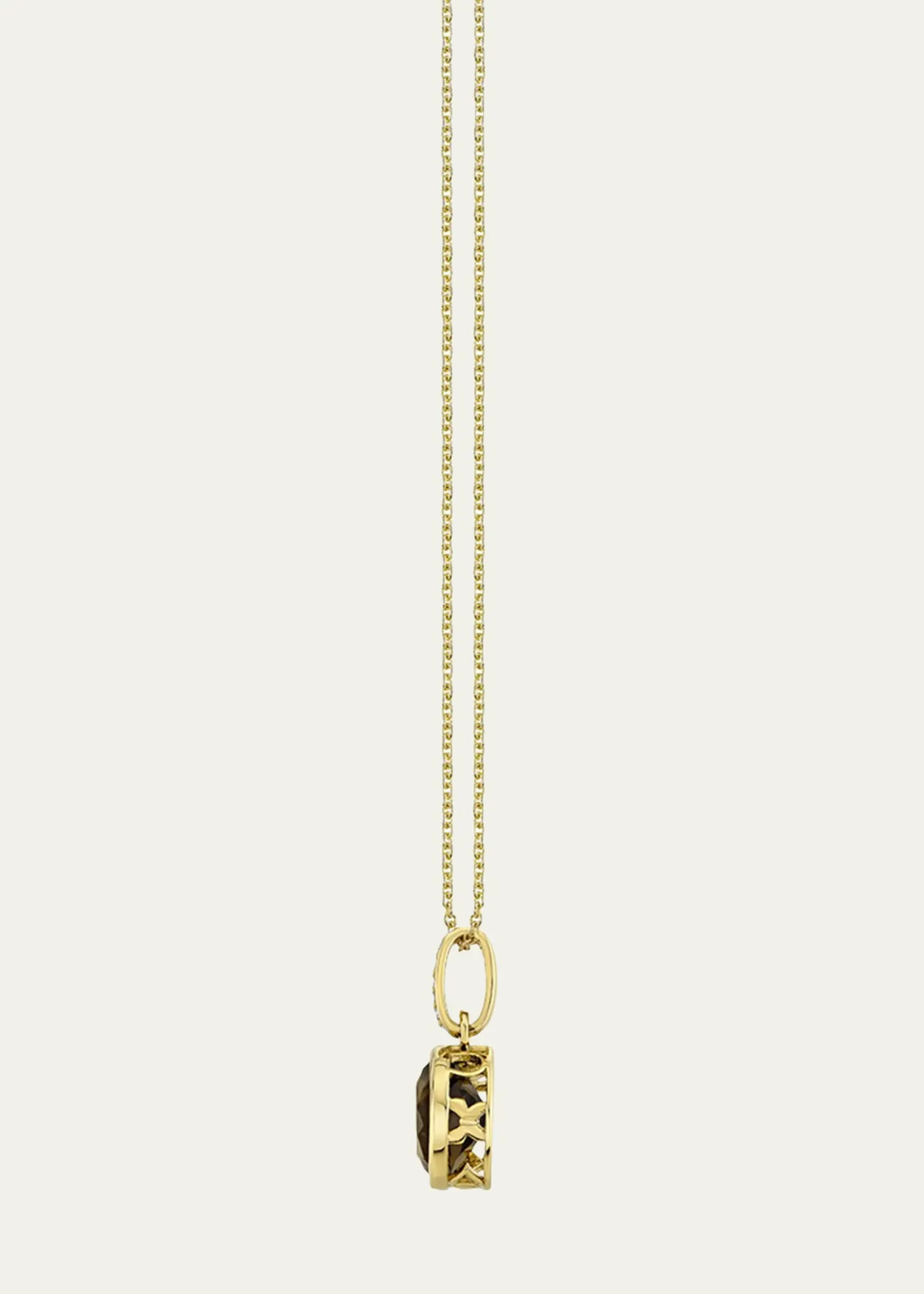 Sydney Evan14K Gold Smokey Topaz Icon Solitaire with Diamond Bail Necklace