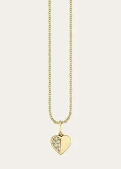 Sydney Evan14K Half Pave Heart Charm Necklace