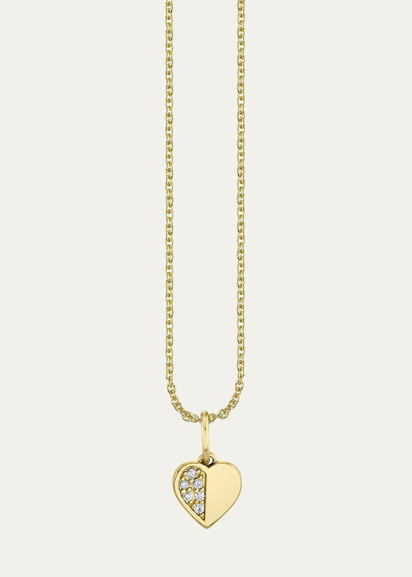 Sydney Evan14K Half Pave Heart Charm Necklace