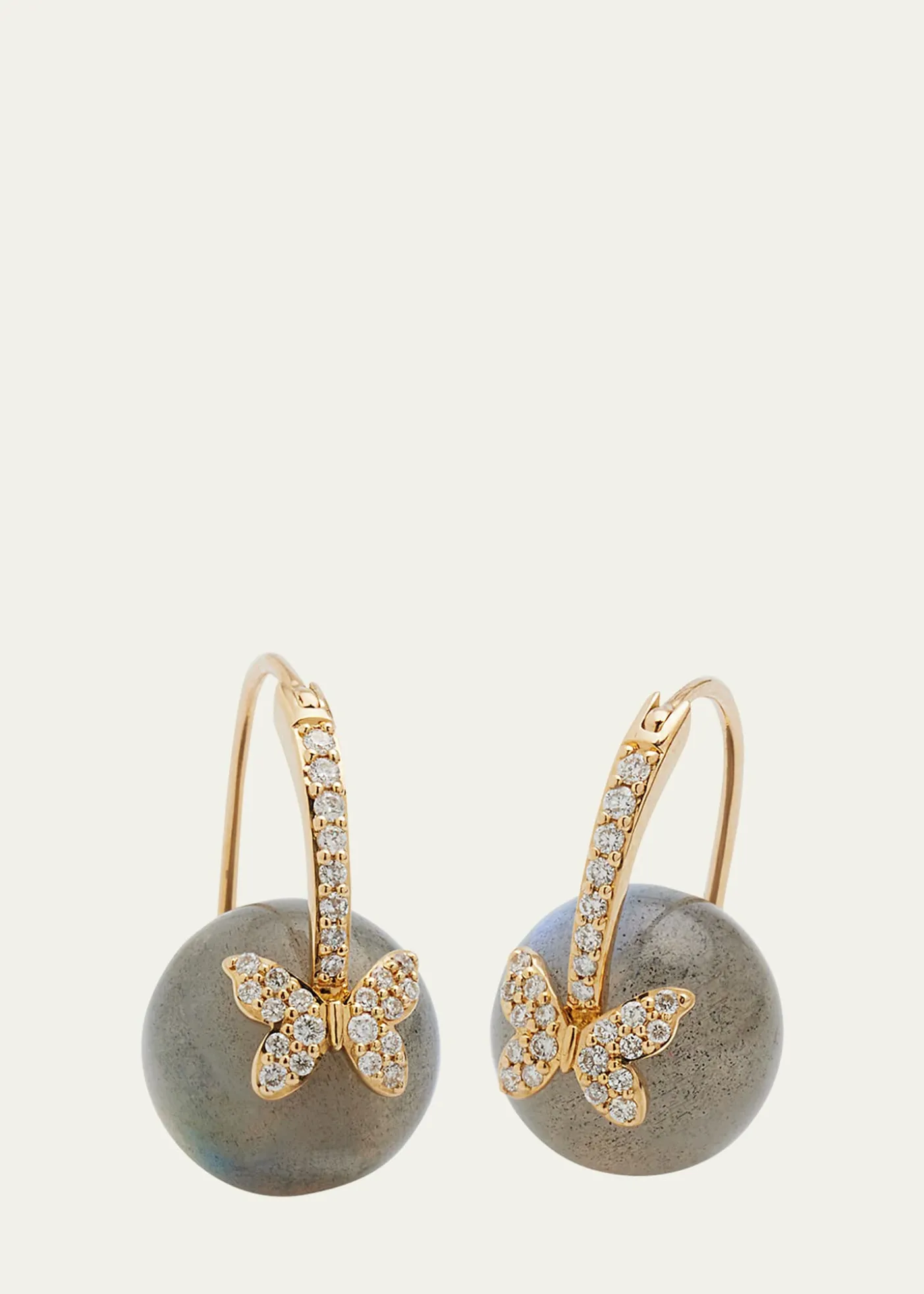 Sydney Evan18k Labradorite Bead and Diamond Butterfly Earrings