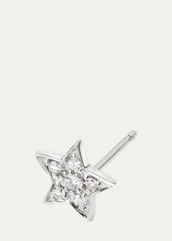 Sydney Evan14k White Gold Pave Star Stud Earring, Single