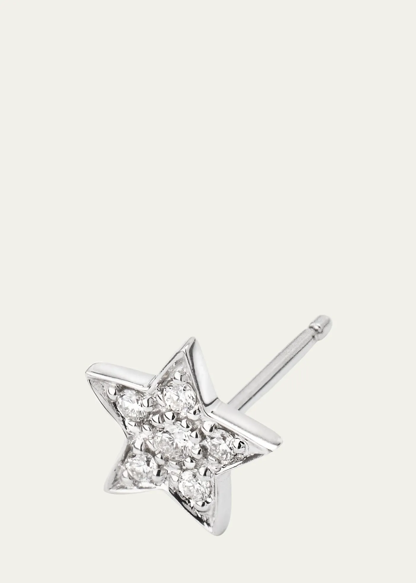 Sydney Evan14k White Gold Pave Star Stud Earring, Single