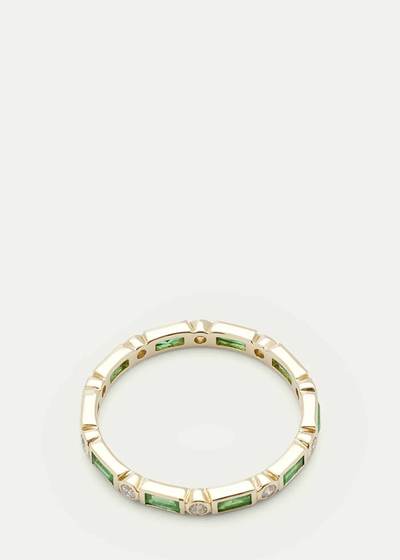 Sydney Evan14K Yellow Gold Diamond and Emerald Eternity Ring