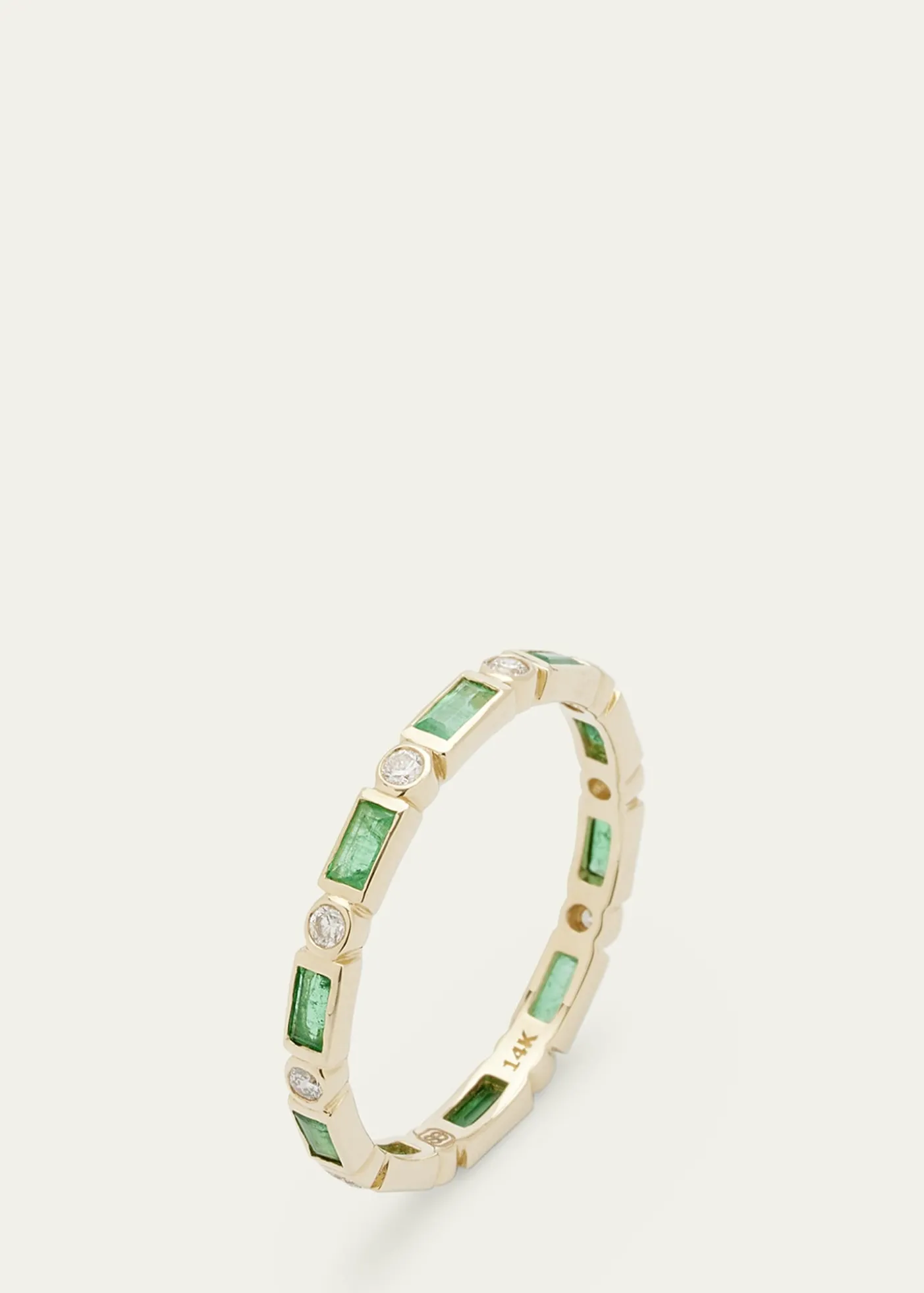 Sydney Evan14K Yellow Gold Diamond and Emerald Eternity Ring