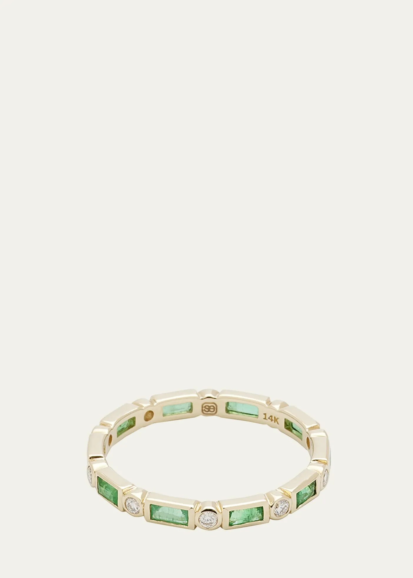 Sydney Evan14K Yellow Gold Diamond and Emerald Eternity Ring