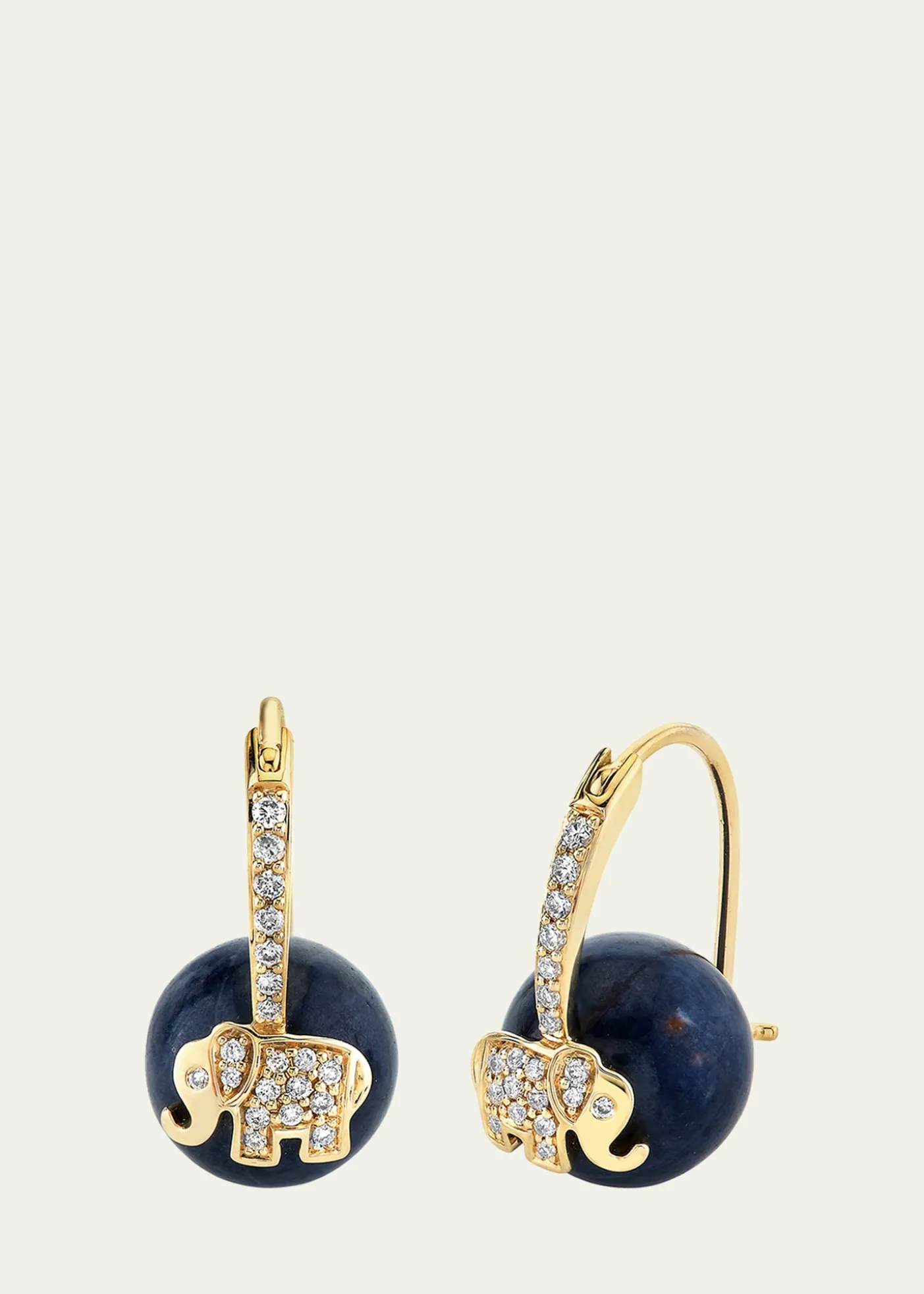 Sydney Evan14K Yellow Gold Diamond and Elephant Bead Earrings