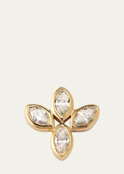 Sydney Evan14K Yellow Gold Marquise Diamond Flower Stud Earring, Single
