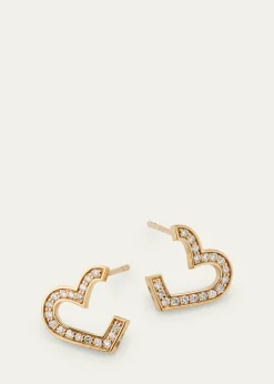 Sydney Evan14K Yellow Gold Small Diamond Pave Heart Wrap Hoop Earrings