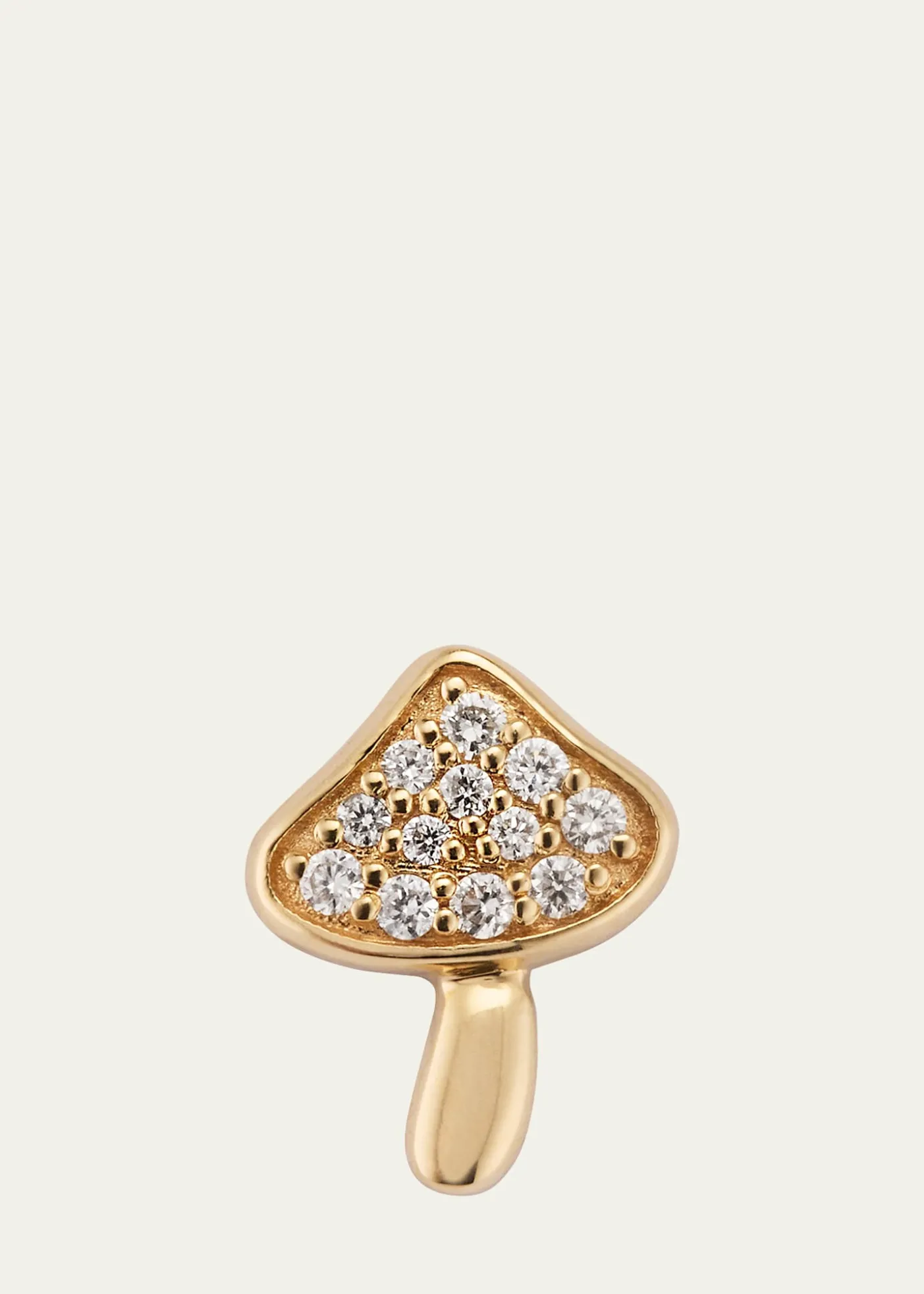 Sydney Evan14K Yellow Gold Small Mushroom Diamond Stud Earring, Single