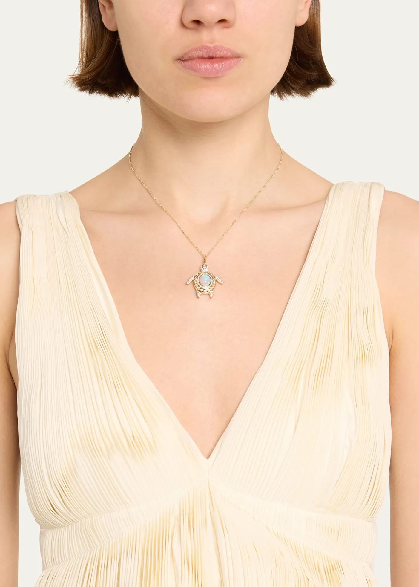 Sydney EvanMarquise Eye Diamond Pave Turtle Charm Chain Necklace