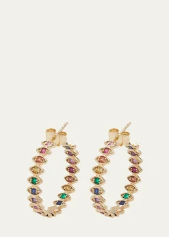 Sydney EvanMarquis Evil Eye Hoop Earrings in Rainbow, Medium