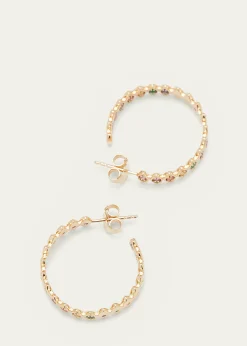 Sydney EvanMarquis Evil Eye Hoop Earrings in Rainbow, Medium