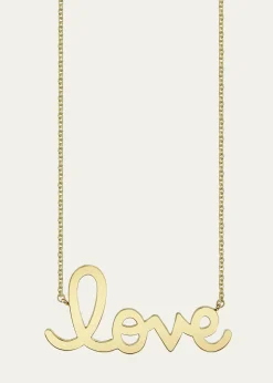 Sydney EvanPure Gold Big Love Script Necklace