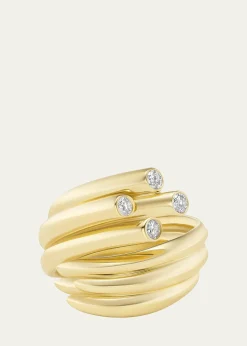 TABAYER18K Yellow and White Gold Diamond Sheaf Ring