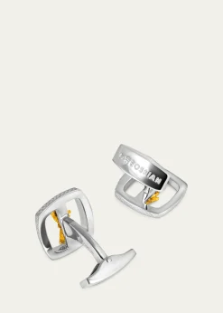 TateossianMen's Limited Edition Gold Nugget Cufflinks in Silver