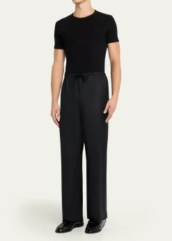 THE ROWMen's Xon Wool Flannel Relaxed-Fit Drawstring Pants