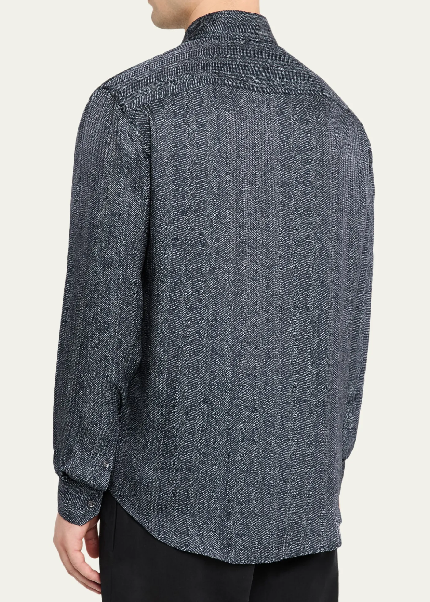 THIS ITEM IS NOT AVAILABLE.Giorgio ArmaniMen's Stripe-Print Viscose and Silk Button-Down Shirt