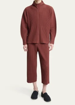 THIS ITEM IS NOT AVAILABLE.Homme Plisse Issey MiyakeMen's Cropped Brown Pleated Trousers