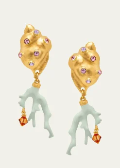 THIS ITEM IS NOT AVAILABLE.Oscar de la RentaSeashell and Coral Clip-On Earrings