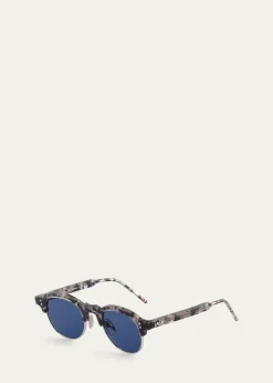 Thom BrowneMen's Oval Half-Rim Sunglasses