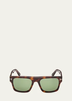 TOM FORDMen's Cyrus 02 53mm Square Acetate Sunglasses