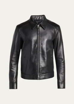 TOM FORDMen's Full-Zip Grained Leather Jacket