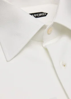 TOM FORDMen's Poplin Piquet French Cuff Dress Shirt