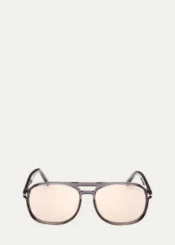 TOM FORDMen's Rosco Photochromic Acetate Aviator Sunglasses