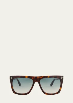 TOM FORDMorgan Thick Square Acetate Sunglasses, Tortoiseshell