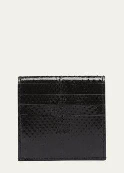 TOM FORDFlap Card Holder in Snake-Embossed Leather