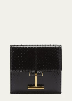 TOM FORDFlap Card Holder in Snake-Embossed Leather