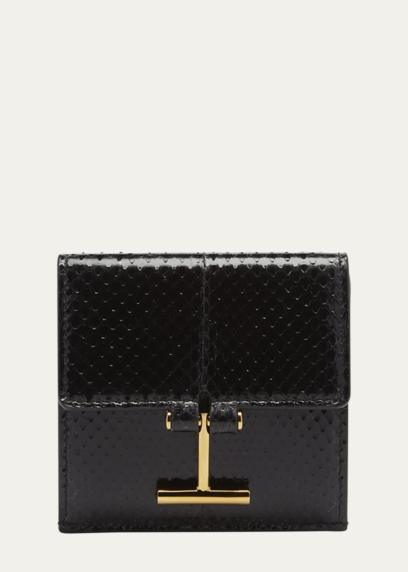TOM FORDFlap Card Holder in Snake-Embossed Leather