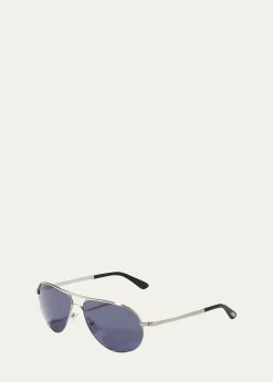 TOM FORDMarko Aviator Sunglasses, Shiny Rhodium