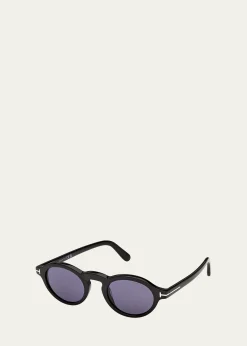TOM FORDMen's Aristotele-02 Acetate Round Sunglasses